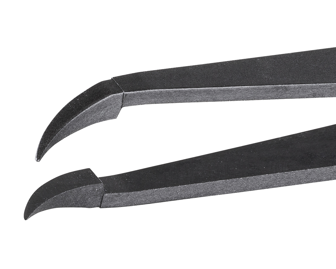 Ideal-Tek 251.SA.1 ESD Plastic Tip Tweezers, Style 251, Carbon Fiber Tips, Wide, Flat, 4.6